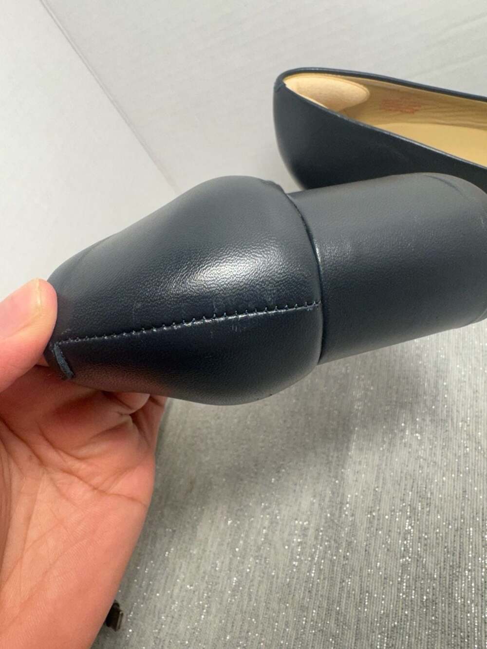 Marc Joseph New York Women's Leather Block Heel Pumps Navy Size 6.5 - Picture 7 of 7